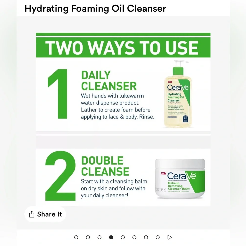CeraVe Hydrating Foaming Oil Cleanser 💚 - Picture 7 of 9